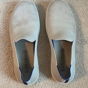 Rothy's Men's Light Gray Slip-On Loafers with Blue Accents